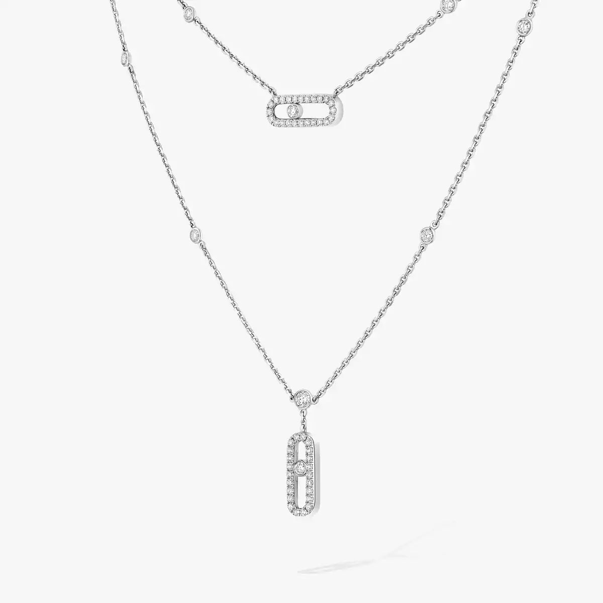 [Dawnora Jewelry]2 Rows Rose Gold Diamond Pave_ Necklace Move Uno
