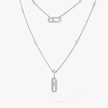 [Dawnora Jewelry]2 Rows Rose Gold Diamond Pave_ Necklace Move Uno