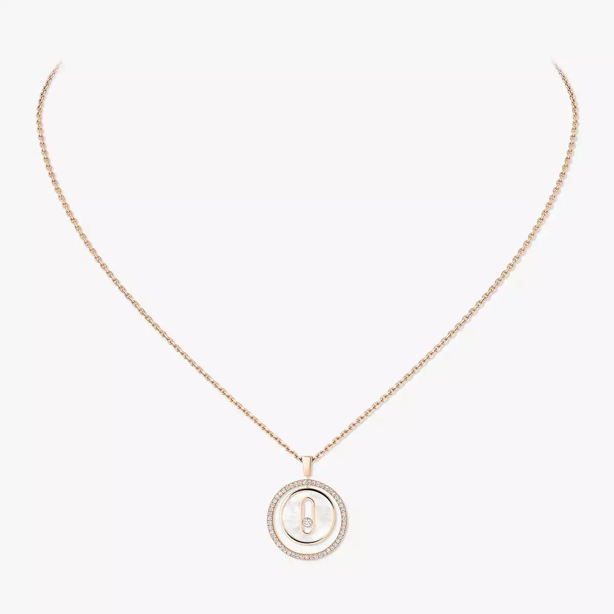 [Dawnora Jewelry]Lucky Move Diamond Necklace in Rose Gold and White Mother-of-Pearl