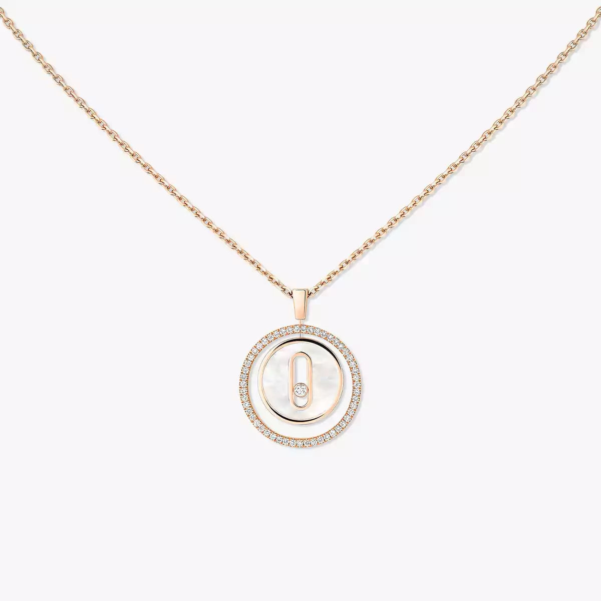 [Dawnora Jewelry]Lucky Move Diamond Necklace in Rose Gold and White Mother-of-Pearl