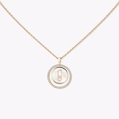 [Dawnora Jewelry]Lucky Move Diamond Necklace in Rose Gold and White Mother-of-Pearl