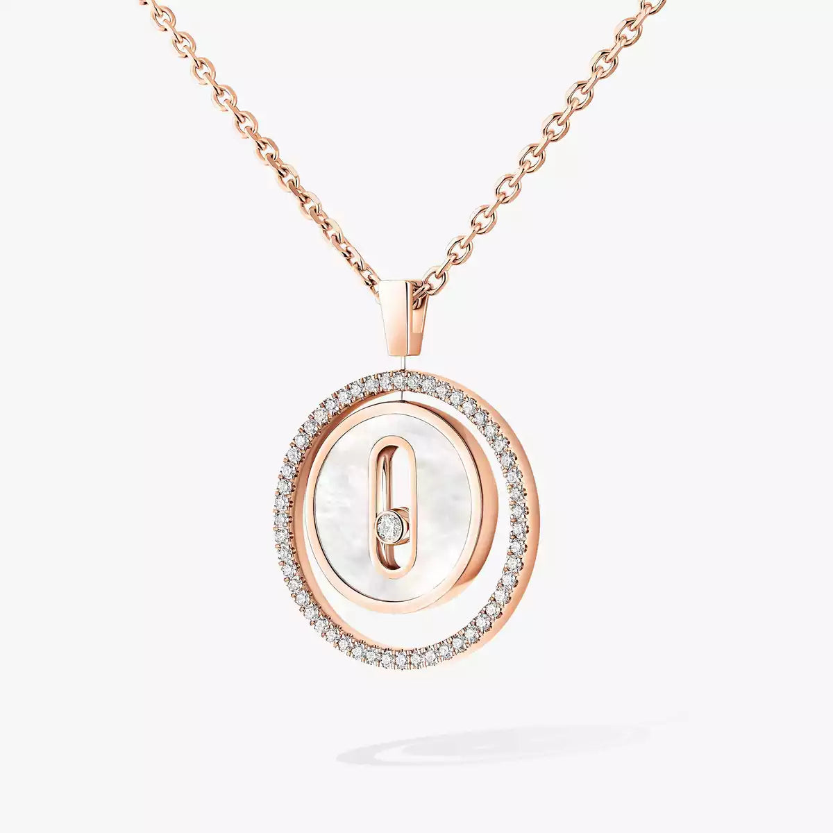 [Dawnora Jewelry]Lucky Move Diamond Necklace in Rose Gold and White Mother-of-Pearl