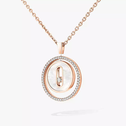 [Dawnora Jewelry]Lucky Move Diamond Necklace in Rose Gold and White Mother-of-Pearl