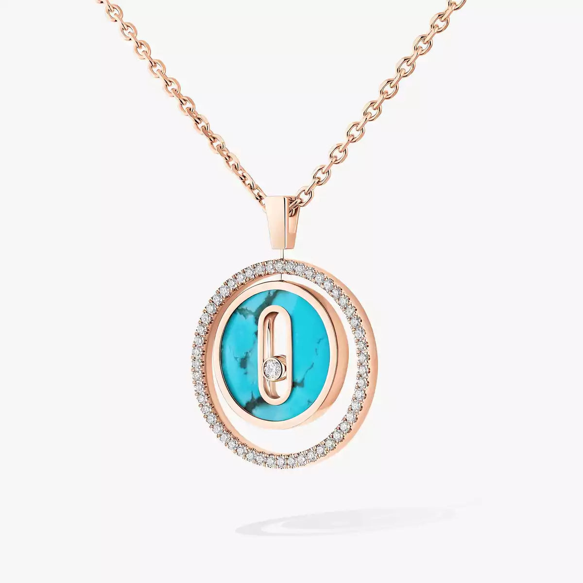 [Dawnora Jewelry]Lucky Move Diamond Necklace in Rose Gold and White Mother-of-Pearl