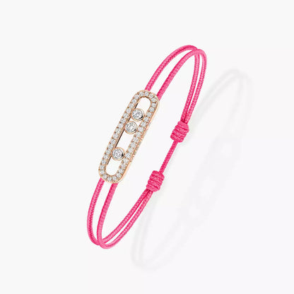 [Dawnora Jewelry]MK Care(s) pink cord pavé bracelet