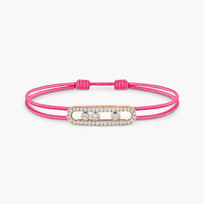 [Dawnora Jewelry]MK Care(s) pink cord pavé bracelet