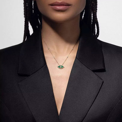 [Dawnora Jewelry]Lucky Eye Diamond Necklace in  Gold and Turquoise