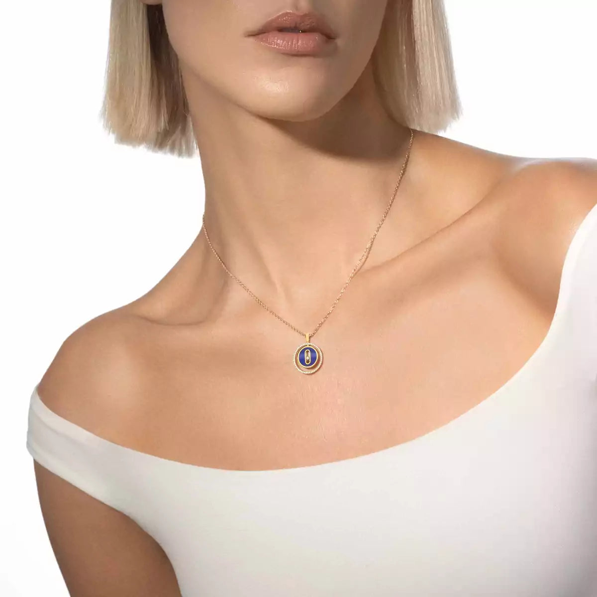 [Dawnora Jewelry]Lucky Move Diamond Necklace in Rose Gold and White Mother-of-Pearl