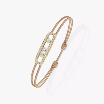 [Dawnora Jewelry]MK Care(s) pink cord pavé bracelet