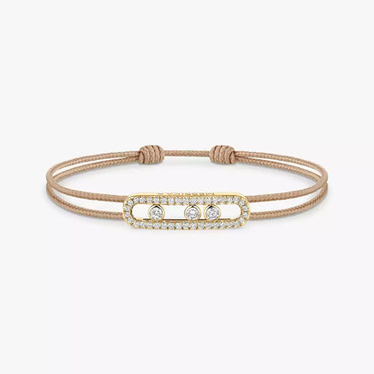 [Dawnora Jewelry]MK Care(s) pink cord pavé bracelet