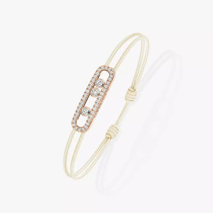 [Dawnora Jewelry]MK Care(s) pink cord pavé bracelet
