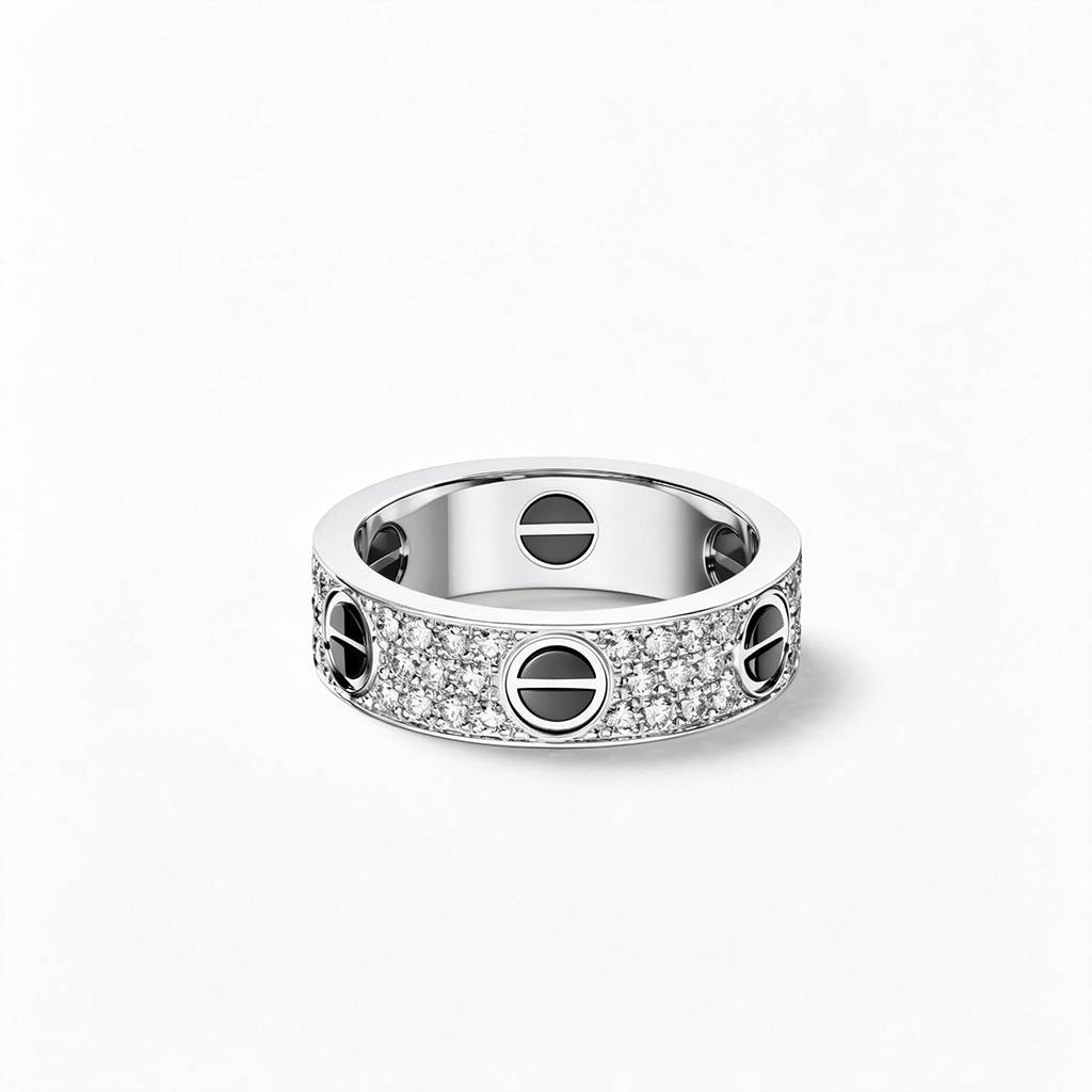 [Dawnora Jewelry]LOVE RING 5.5MM DIAMONDS PAVED CERAMIC