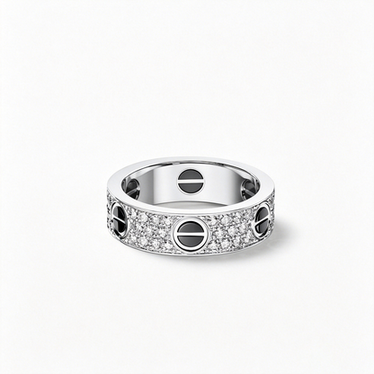 [Dawnora Jewelry]LOVE RING 5.5MM DIAMONDS PAVED CERAMIC