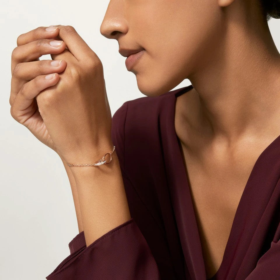 [Dawnora Jewelry]LOVE DOUBLE RING HALF DIAMOND BRACELET