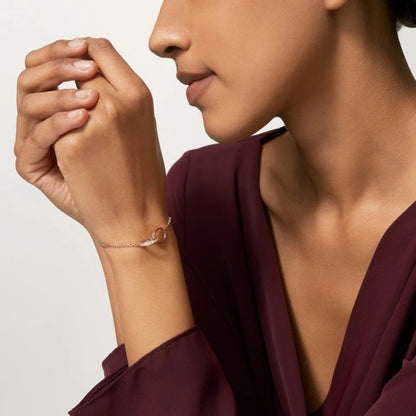 [Dawnora Jewelry]LOVE DOUBLE RING HALF DIAMOND BRACELET