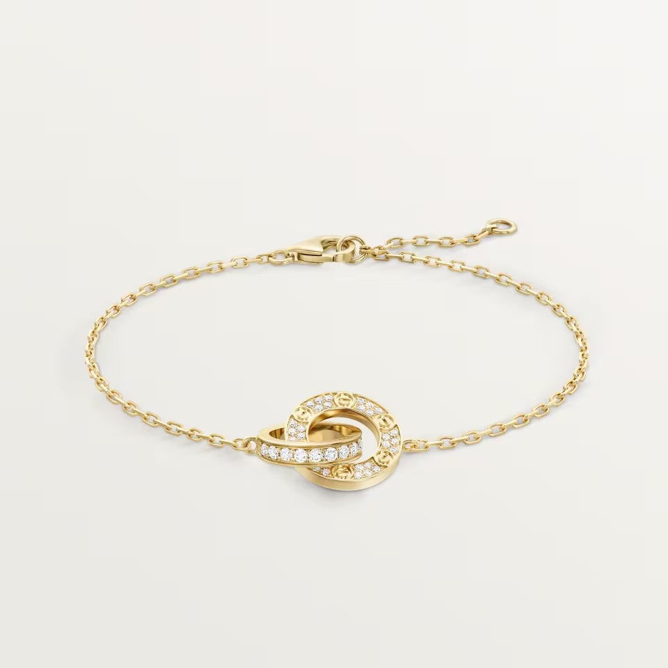 [Dawnora Jewelry]LOVE DOUBLE RING FULL DIAMOND BRACELET
