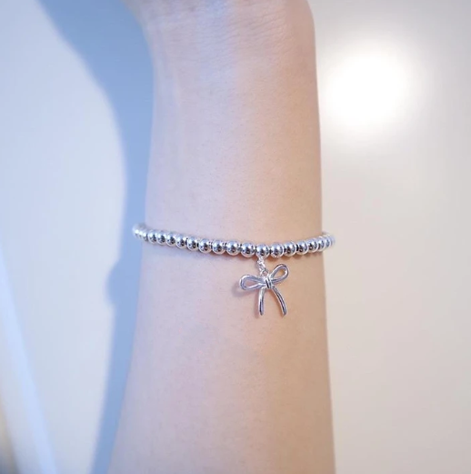 [Dawnora Jewelry]STERLING SILVER BOW BEAD BRACELET