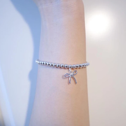 [Dawnora Jewelry]STERLING SILVER BOW BEAD BRACELET