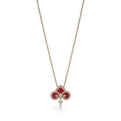 [Dawnora Jewelry]FLEUR DE LIS PINK GOLD DIAMOND NECKLACE