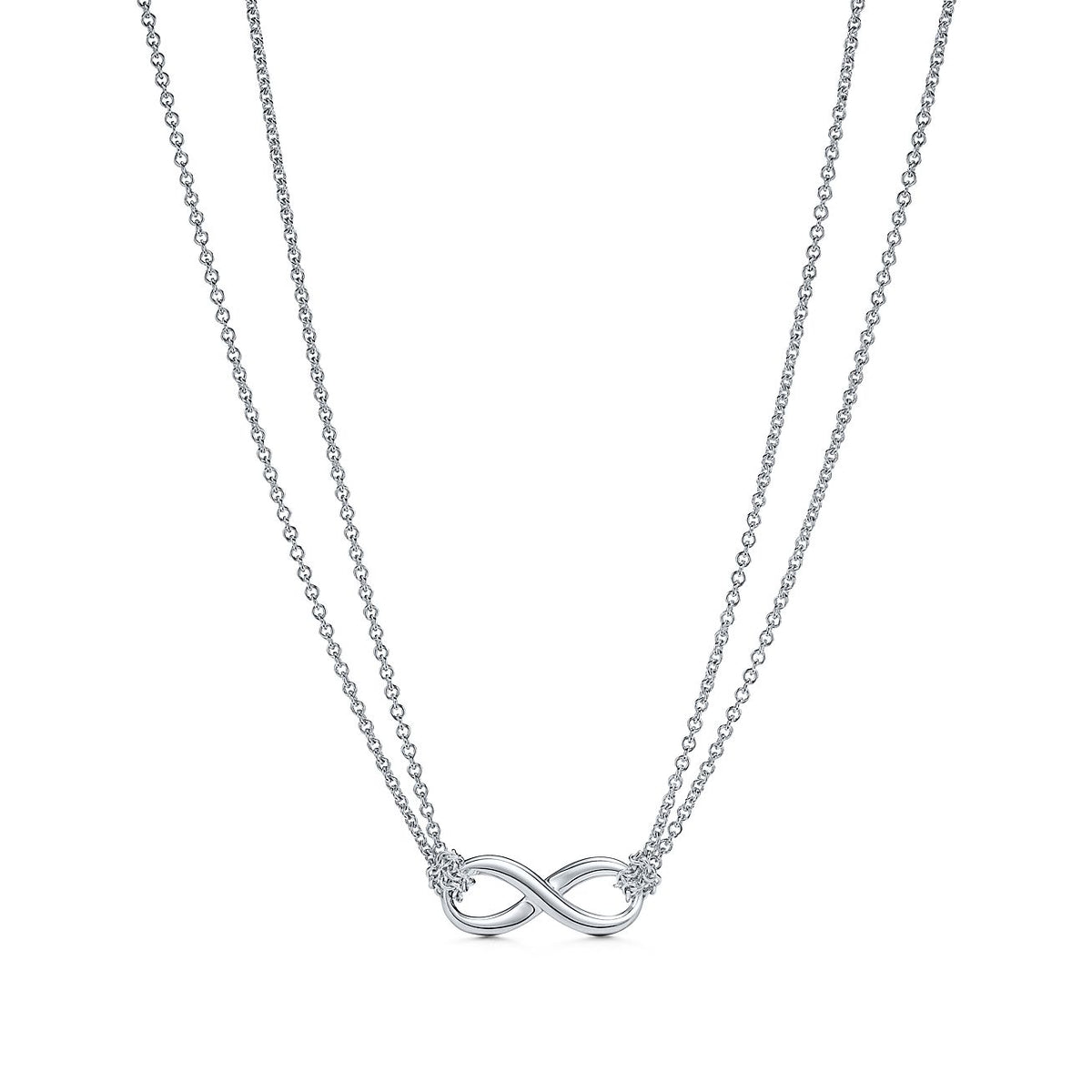[Dawnora Jewelry]SILVER INFINITY DOUBLE CHAIN NECKLACE