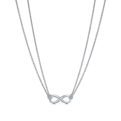 [Dawnora Jewelry]SILVER INFINITY DOUBLE CHAIN NECKLACE