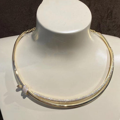 [Dawnora Jewelry]KNOT DOUBLE ROW NECKLACE IN YELLOW GOLD WITH DIAMONDS