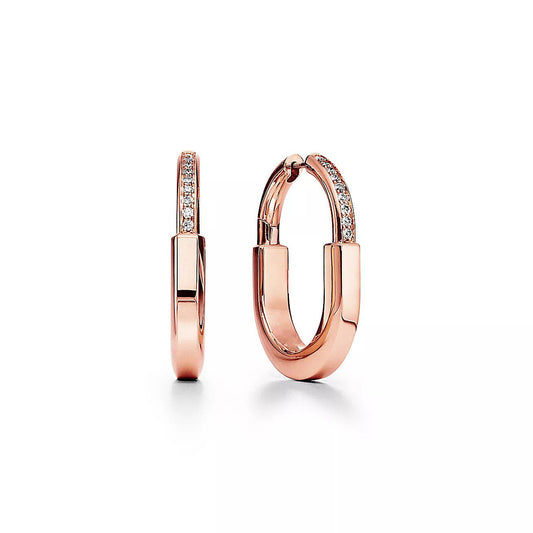 [Dawnora Jewelry]LOCK MEDIUM DIAMNOND EARRINGS