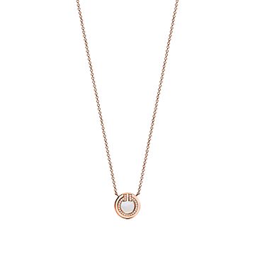 [Dawnora Jewelry]DIAMOND AND MOTHER PEARL CIRCLE NECKLACE PENDANT