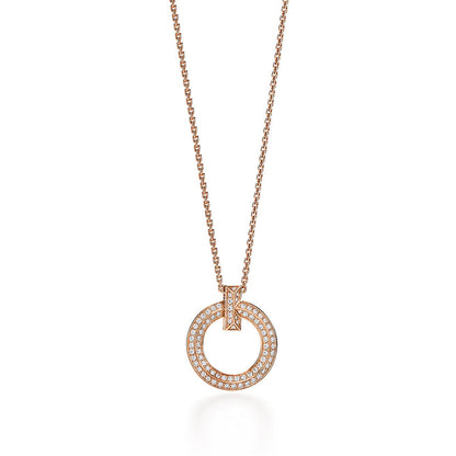 [Dawnora Jewelry]T1 CIRCLE DIAMOND PAVED MEDIUM NECKLACE