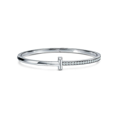 [Dawnora Jewelry]NARROW T1 HINGED BANGLE DIAMOND SILVER