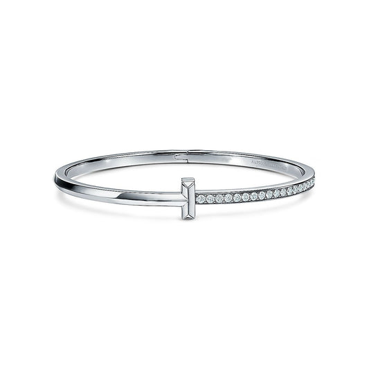 [Dawnora Jewelry]NARROW T1 HINGED BANGLE DIAMOND SILVER