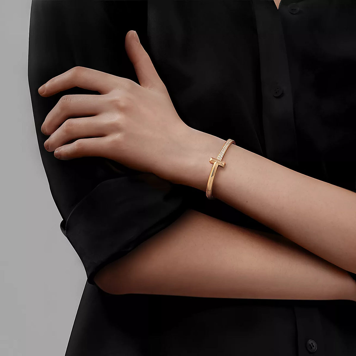 [Dawnora Jewelry]T1 WIDE DIAMOND HINGED BANGLE PINK GOLD