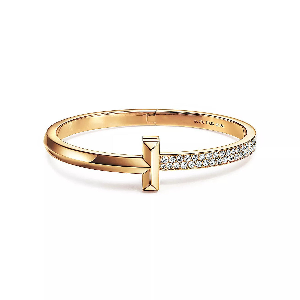 [Dawnora Jewelry]T1 WIDE DIAMOND HINGED BANGLE PINK GOLD