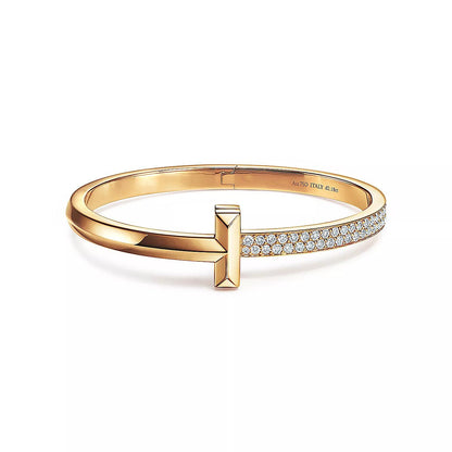 [Dawnora Jewelry]T1 WIDE DIAMOND HINGED BANGLE PINK GOLD