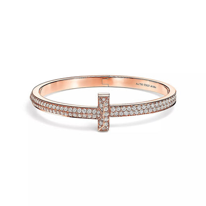 [Dawnora Jewelry]T1 WIDE HINGED BANGLE DIAMOND PAVED BRACELET