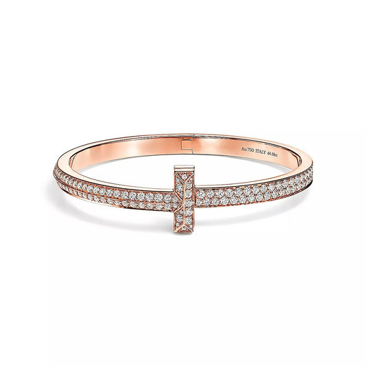 [Dawnora Jewelry]T1 WIDE HINGED BANGLE DIAMOND PAVED BRACELET