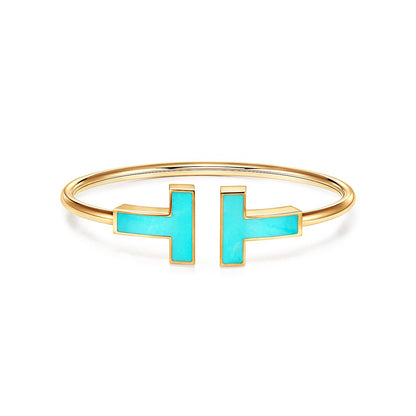 [Dawnora Jewelry]T WIDE TURQUOISE OPEN BRACELET
