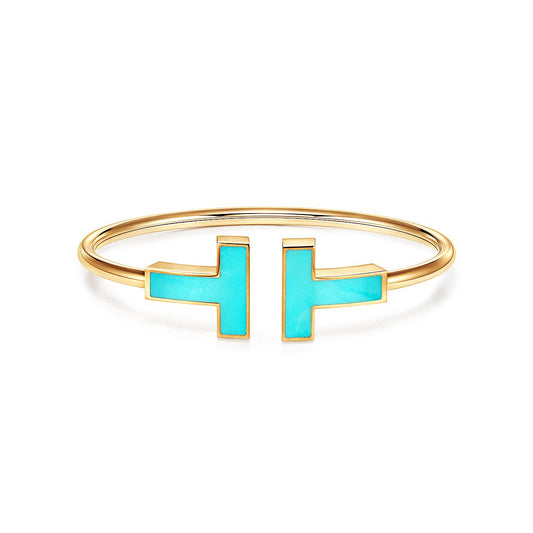 [Dawnora Jewelry]T WIDE TURQUOISE OPEN BRACELET