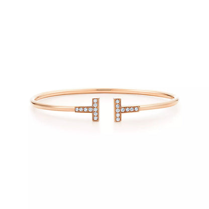 [Dawnora Jewelry]T BRACELET PINK GOLD 1.8MM DIAMOND