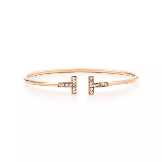 [Dawnora Jewelry]T BRACELET PINK GOLD 1.8MM DIAMOND