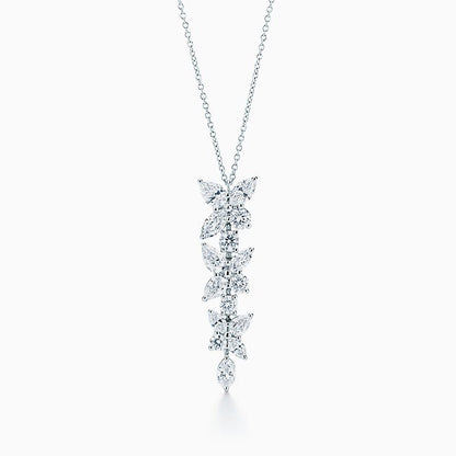 [Dawnora Jewelry]MIXED CLUSTER DIAMOND DROP PENDANT