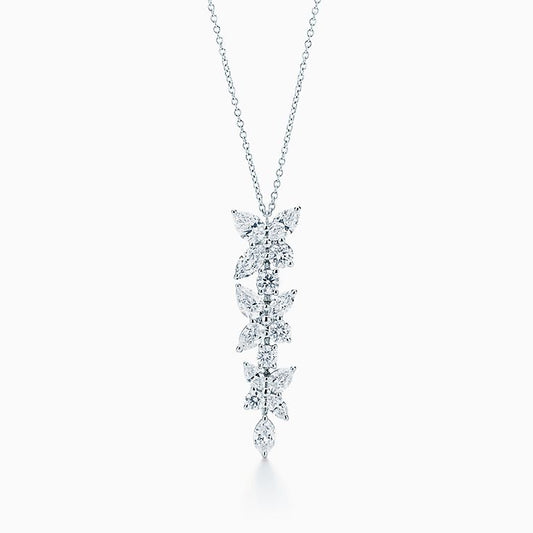[Dawnora Jewelry]MIXED CLUSTER DIAMOND DROP PENDANT