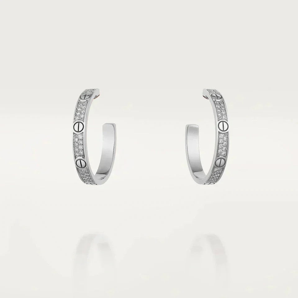 [Dawnora Jewelry]LOVE EARRINGS 3.6MM DIAMOND PAVED