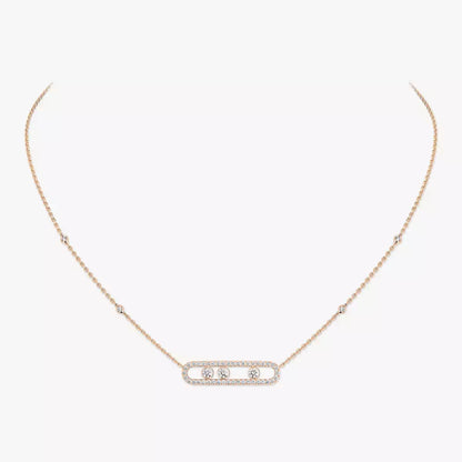 [Dawnora Jewelry] Move Pave_ Rose Gold Diamond Necklace