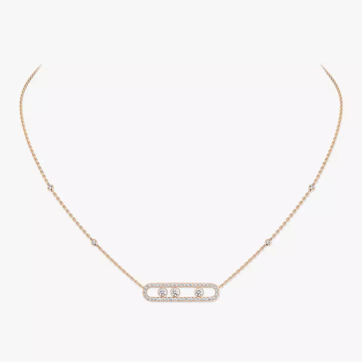 [Dawnora Jewelry] Move Pave_ Rose Gold Diamond Necklace