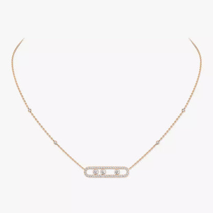 [Dawnora Jewelry] Move Pave_ Rose Gold Diamond Necklace