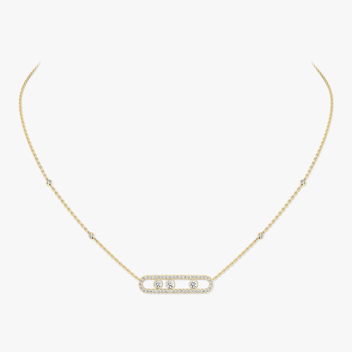 [Dawnora Jewelry] Move Pave_ Rose Gold Diamond Necklace