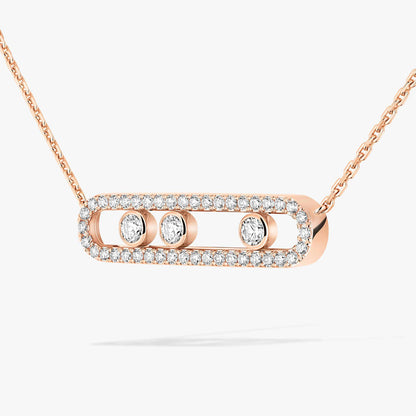 [Dawnora Jewelry] Move Pave_ Rose Gold Diamond Necklace