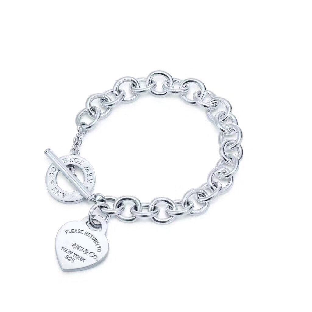 [Dawnora Jewelry]LOVE HEART PIN BUCKLE RETURN TO TIF SILVER BRACELET
