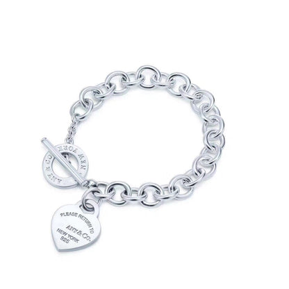 [Dawnora Jewelry]LOVE HEART PIN BUCKLE RETURN TO TIF SILVER BRACELET